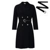 High Waist Slimming Pleated Mid-Length Suit Dress D3284