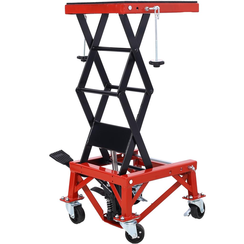 Hydraulic Motorcycle Lift Table with Scissor Jack - 350 Lbs Capacity, Adjustable Lift Range,  Motorcycle Jack for  Dirt Bike