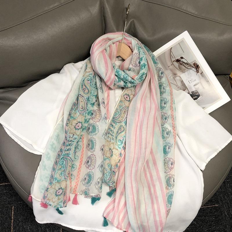 36 Designs Floral Print Voile Tassel Viscose Shawl Scarf Soft Thin Wrap Pashmina Headband Bufandas Muslim Hijab Sjaal 180*90Cm
