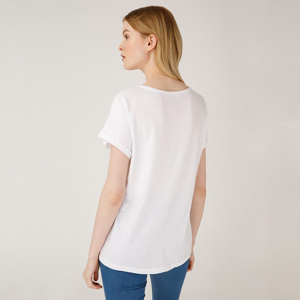 Anemoss Yeşil Yengeç Beyaz Kadın T-Shirt