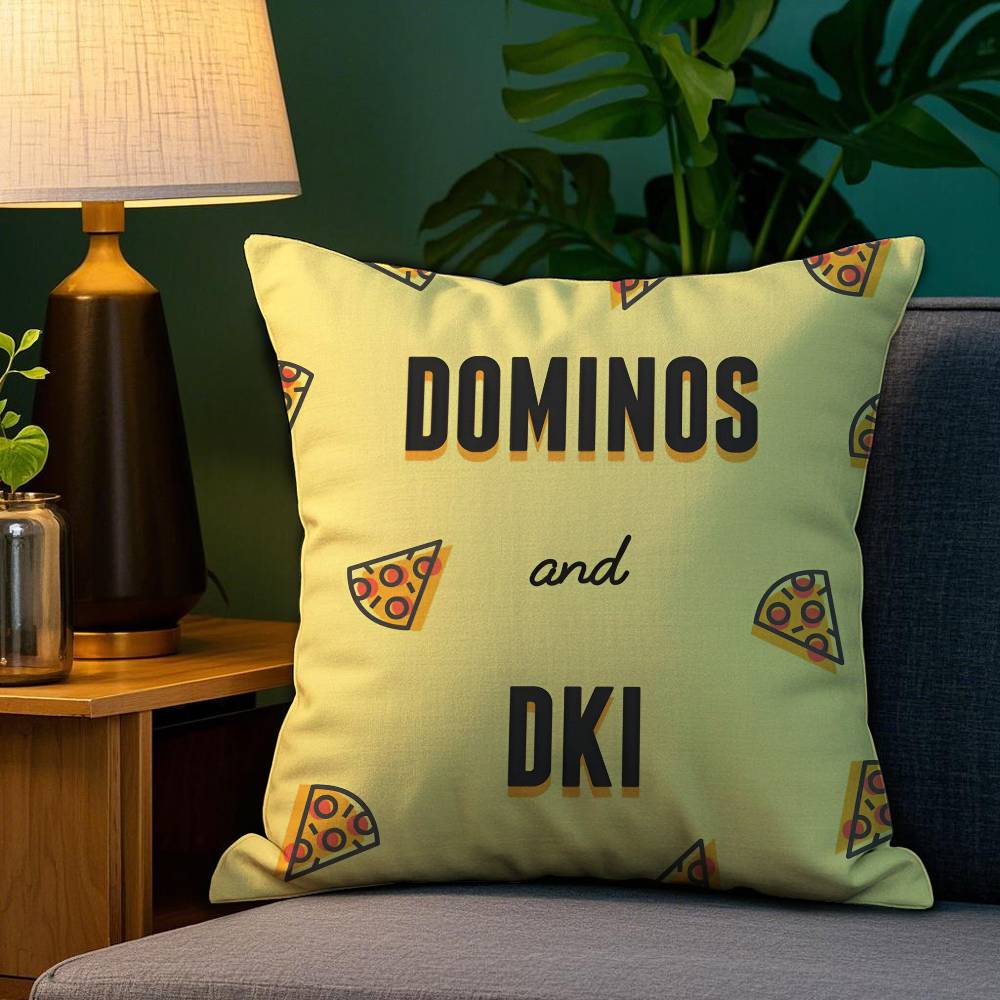 Food Anime D-Domino's Pizza Pillow Case Plush Fabric Soft Double Sided Print Home Sofa High Quality Cushion Cover Throw