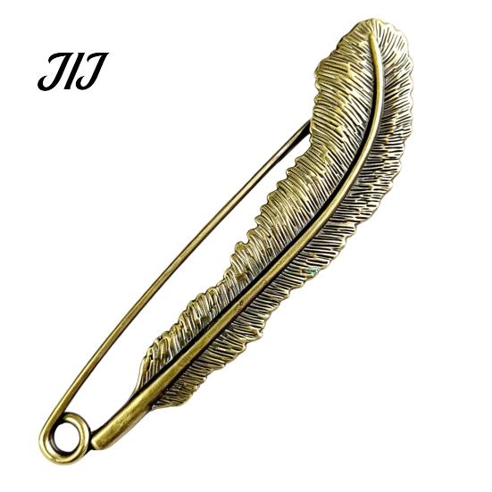 Men Women Brooch Vintage Bronze Safety Pin, Large Feather Bird Leaf Flower Lapel Elegant Pin for Coats, Jackets, Hats, Bags
