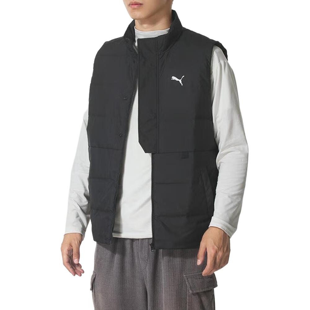 Men's PUMA Down Vests Men's Black Stand Collar Moderate Other