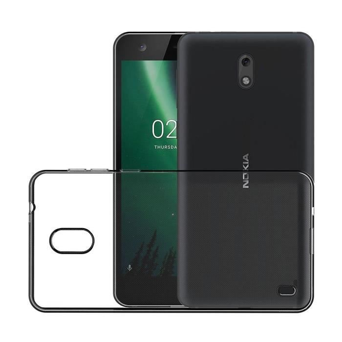 Coque et protection d'écran - PHONILLICO - Nokia 2 - Silicone Transparent - Ultra Mince - Pack avec Verre Trempé