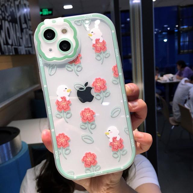 Чехол для телефона с милым мультяшным цветком и фруктами для Iphone 14 13 11 12 Pro Max Xs Max Xr X Xs 14pro, прозрачный противоударный бампер, мягкая задняя крышка