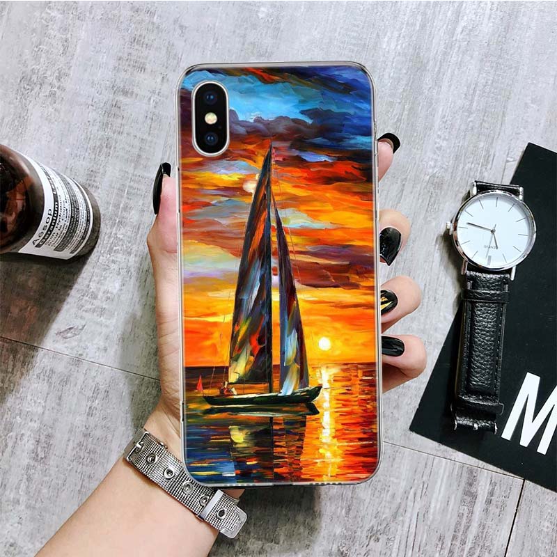 Чехол для телефона с парусником для iPhone 17 Air 16 15 Plus 11 14 Pro Max 13 Mini 12 7 8 + SE Художественный узор Индивидуальная крышка 17 Air 16 15