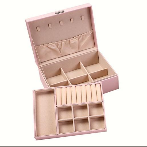 Large Capacity Hair Accessories Storage Box Ring Earrings Earrings Necklace Jewelry Storage Box Double Leather Jewelry Box