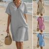 Женское повседневное платье-футболка с V-образным вырезом и короткими рукавами, платье-свинг, летнее, пляжное