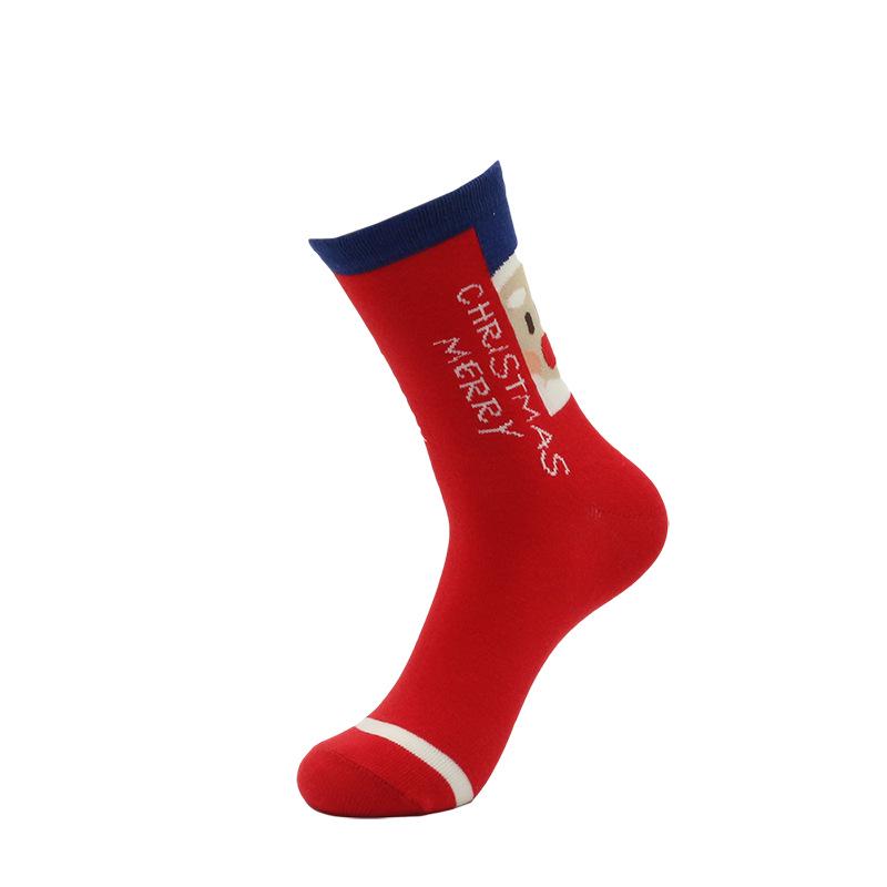 Женские рождественские гольфы до середины икры 2023 года - хлопковые носки с Санта-Клаусом для осени и зимы