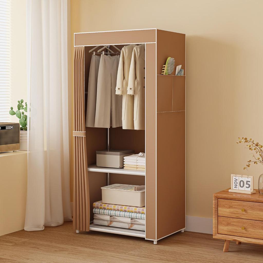 Coat Wardrobe Metal Multilayer Rack With Hangers Storage Shelves For Dorms And Rentals