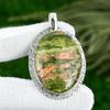 Natural Unakite Gemstone Indian Jewelry 925 Sterling Silver Pendant For Girls