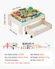 VEVOR Train Table, 100 Multicolor Pieces Wooden Kids Activity Table with Rolling Storage Drawer, 3-in-1 Wooden Train Set for Gaming, Drawing, Reading
