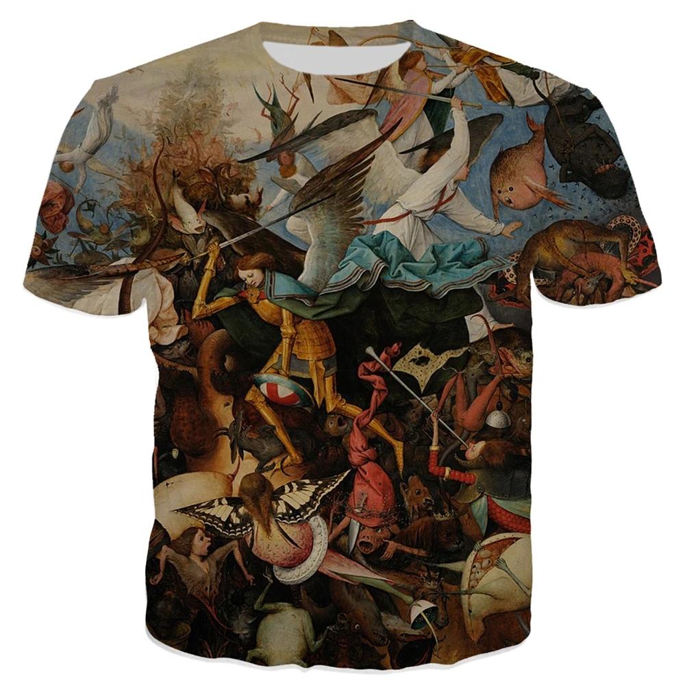 New World Happy Garden T-shirt Allover Print Street Fashion Elements Round Neck Fashion Short Sleeve Pullover Plus Size Top
