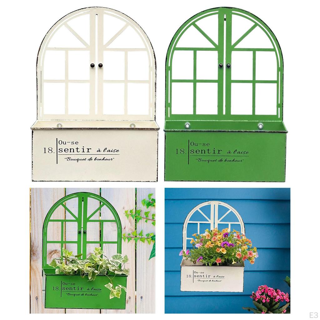 Wall Mount Planter Garden Decor Rustic Practical Metal Ornament Sturdy Plant Pot Hanging Flower