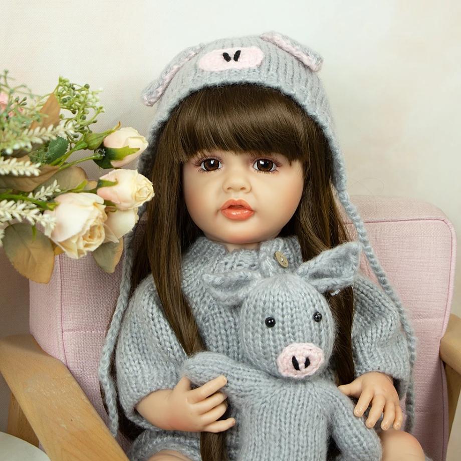22-дюймовая кукла Reborn, косплей, свинья, полностью силиконовая, виниловая, KEIUMI, длинные волосы, куклы для новорожденных, подарки на день рождения для детей