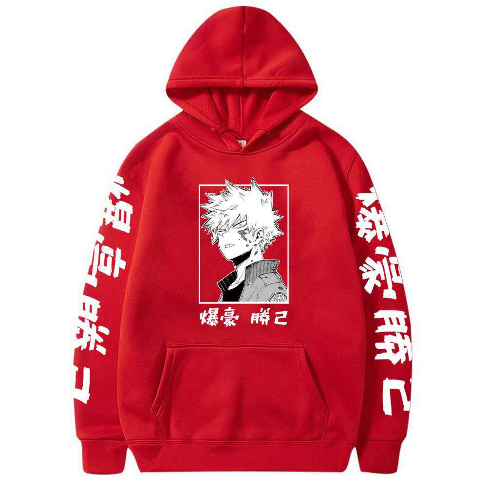 Толстовка Katsuki Bakugo для мужчин и женщин, толстовка с капюшоном My Hero Academia, толстовка с капюшоном и длинными рукавами, толстовка с капюшоном
