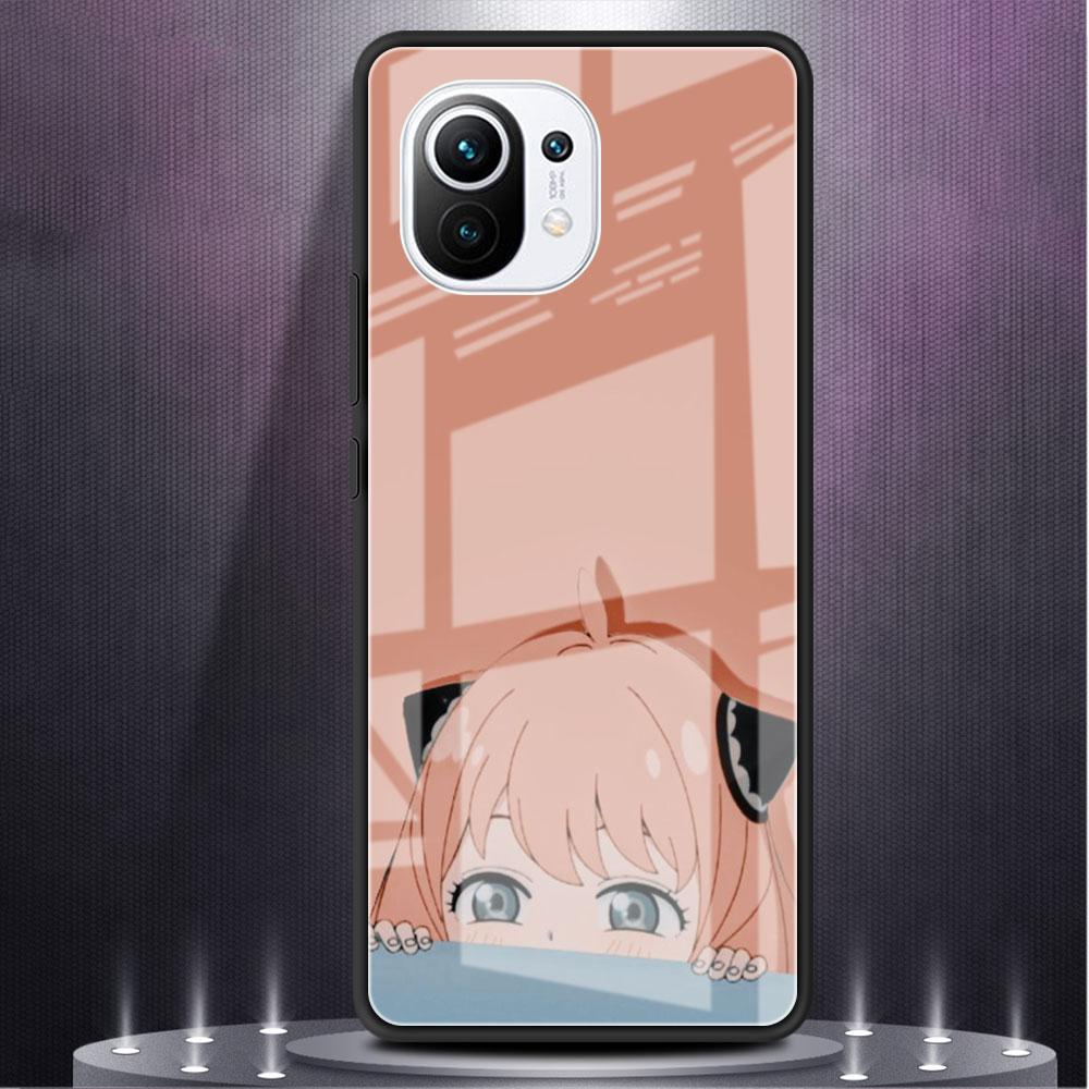 Glass Case For Xiaomi Redmi 11 10 8 Pro 9S K40 9C 9 9A Mi Poco X3 NFC X4 GT 11 Lite 11T 9T Phone Fundas Anime Spy Family Forger