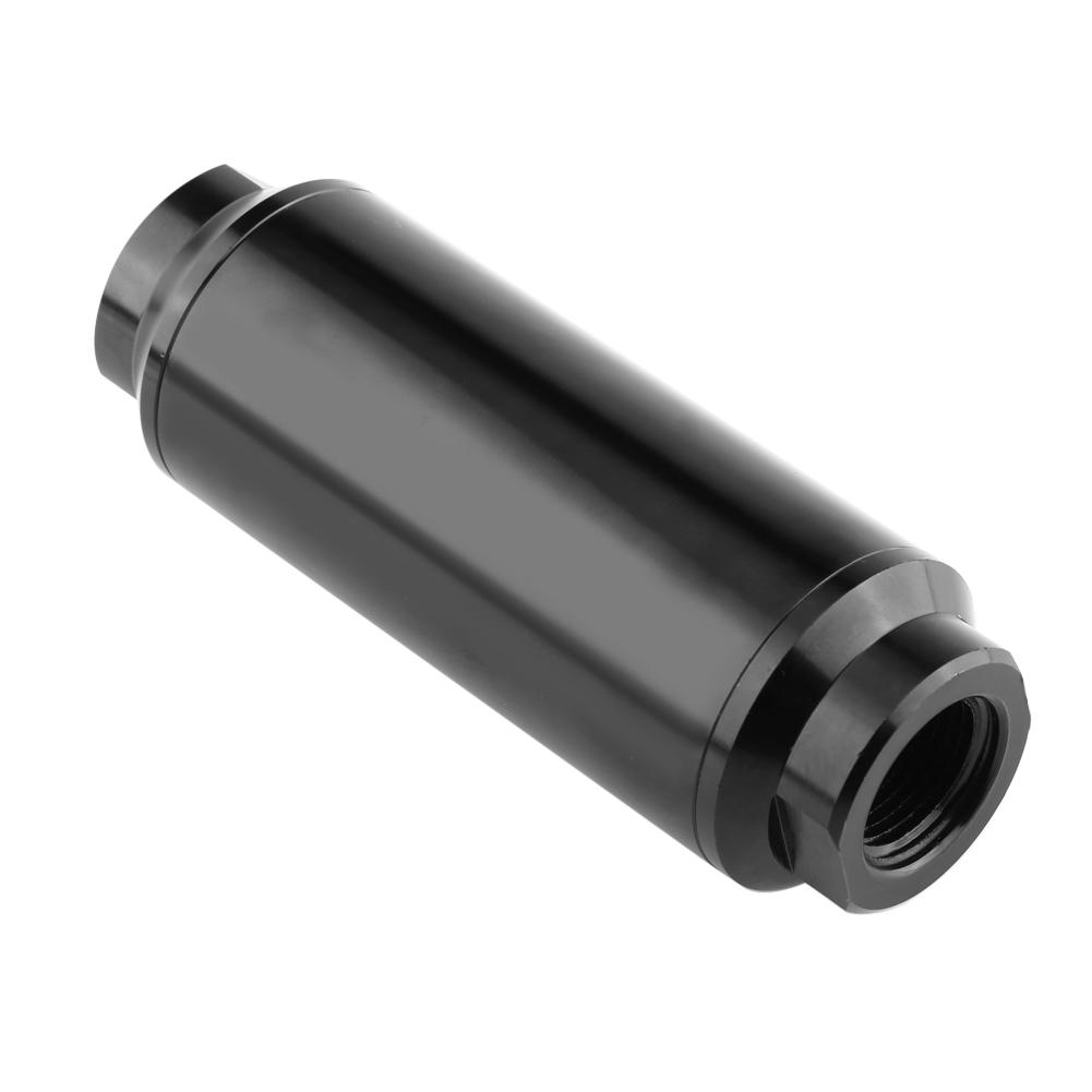 Universal Aluminum 44mm Car Inline Oil Fuel Filter With AN6 AN8 Adapter Fittings Black