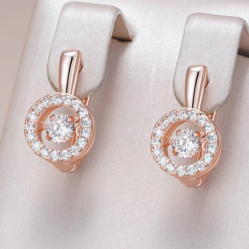 Kienl   Серьги цвета розового золота в английском стиле для женщин, модные, качающиеся, с натуральным цирконом, аксессуары, высококачественная повседневная бижутерия