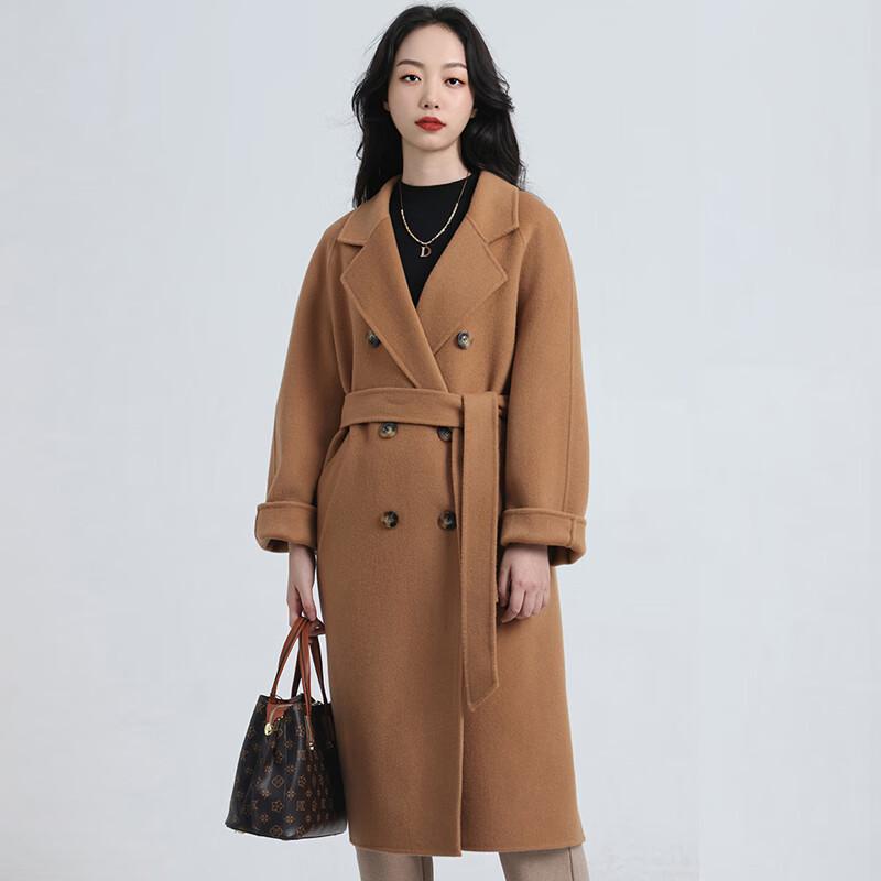 Женское длинное двустороннее шерстяное пальто Fengxun с поясом