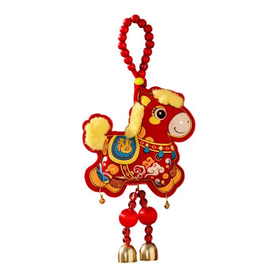 Chinese New Year Decoration Horse Fish Hanging Ornament Auspicious Symbols Blessing Bag for Wall Car Home Decor