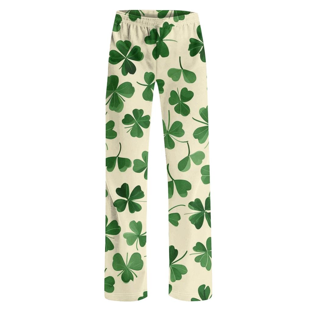 Women's St. Patrick's Day Printed Casual Elastic Waist Comfortable Straight Tube Loose Pants
