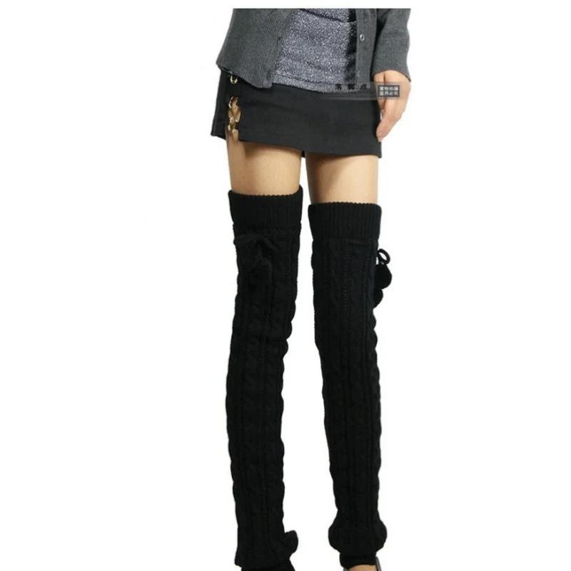 65cm Women's Long Leg Warmers Thickened Over Knee Warm Boot Cover Lolita Knitted Crochet Socks Boot Cuffs Pile Socks Party Dance