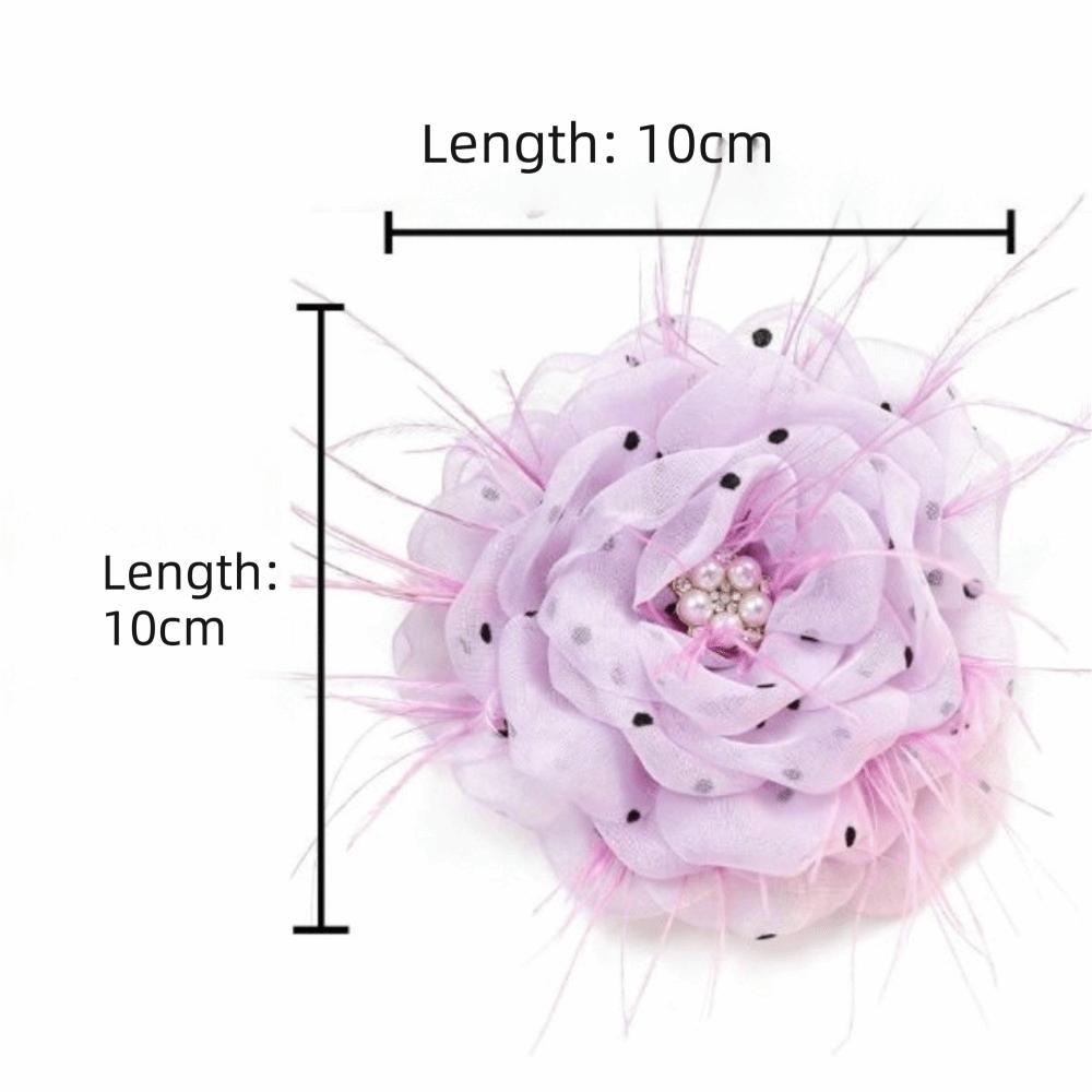 Polka Dot Organza Flower Pearl Decor DIY Floral Accessory Fabric Flower Patch Brooch Making