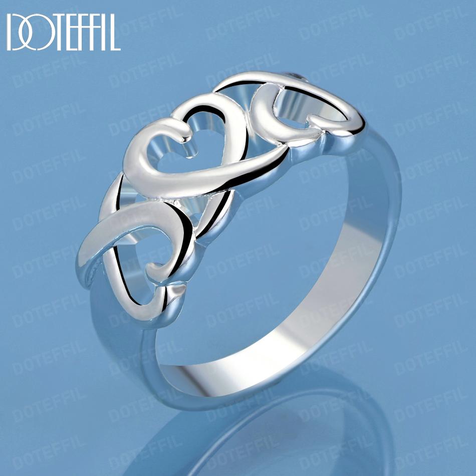925 Sterling Silver Heart Ring Fashion Charm Wedding Jewelry