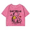 Heartbroken Little Bear Print Women Washed Shrot Clothes Fashion Tshirts Street Breathable Tee Tops Cool Summer T Shirts