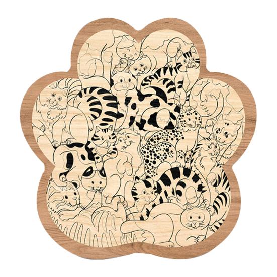 Yousheng Cat Paw Wooden Jigsaw Puzzle Focus Logic Training Wood Animal Puzzle Game Educational Difficult Puzzle Toy Decoration