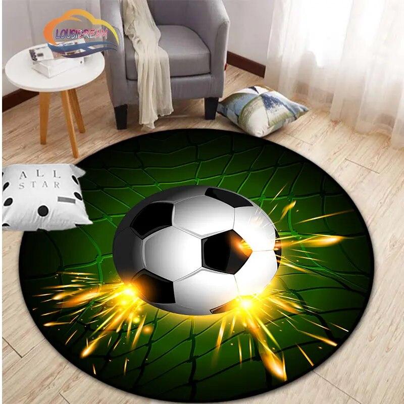 Ковер с изображением футбола, украшение для гостиной, круглая кровать, стул, коврик для дома, входная дверь, дети