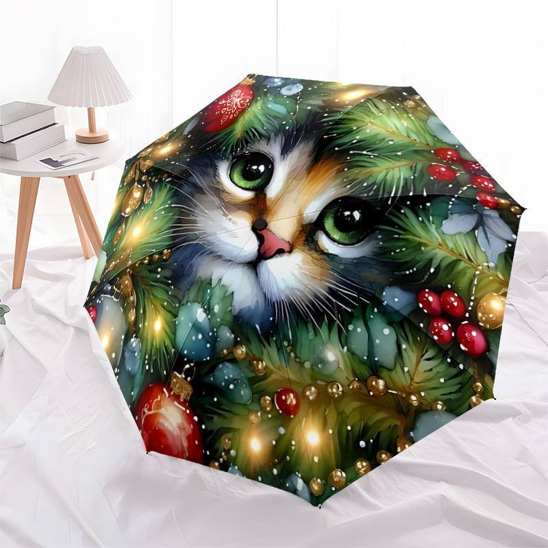 1pc Cat Decorations Automatic Folding Umbrella Durable Iron Frame,All Seasons Home Travel Outdoor Multifunctional Umbrella yy251115163