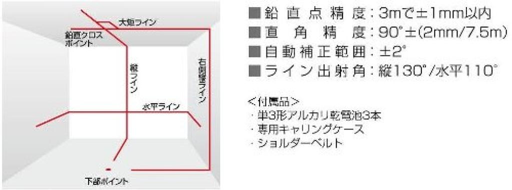 Tajima GT3Zi Laser Level, Square/Horizontal, GT3Z-I