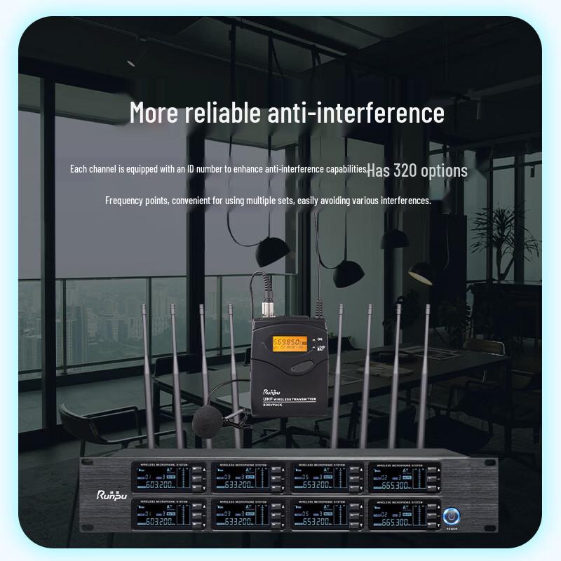 Runpu Professional Wireless Conference Microphone System (8-Channel Lavalier) (CN version)