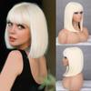 LISI HAIR Women Short Straight Black Bob Synthetic Fiber Wigs with Bangs Short Straight Wigs for Women Cosplay Lolita