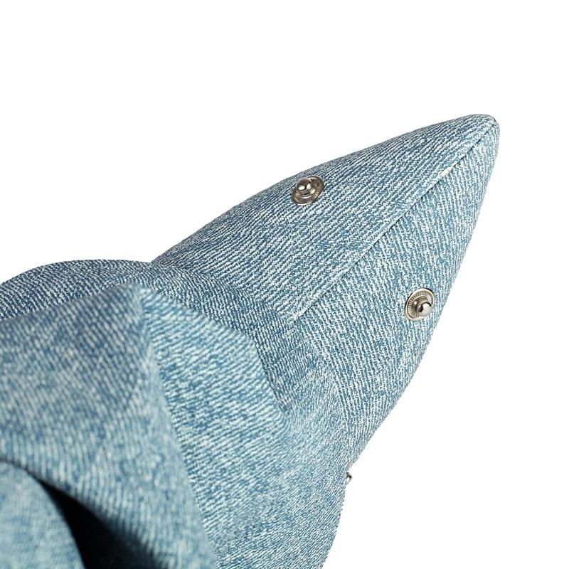 Модная женская новая весенне-осенняя модная подиумная обувь с острым носком, плиссированный деним с металлическими заклепками, высокие каблуки, плюс ботфорты до колена