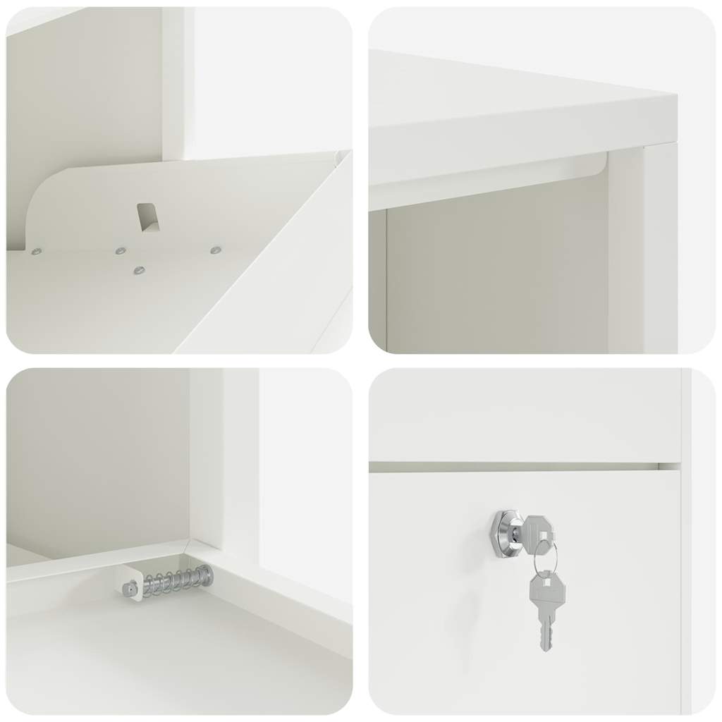Parcel Drop Box with Storage and Door White 44 x 22 x 82 cm Steel