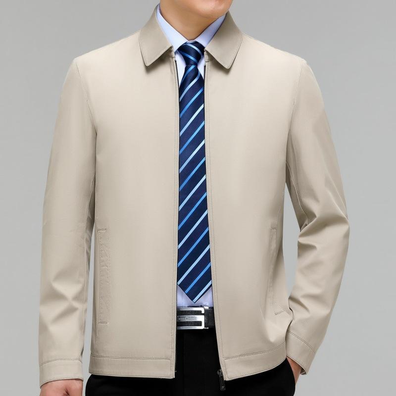 Men's Jacket Business Casual Middle-aged Men's Lapel Jacket Dad Loose Spring and Autumn Thin Top