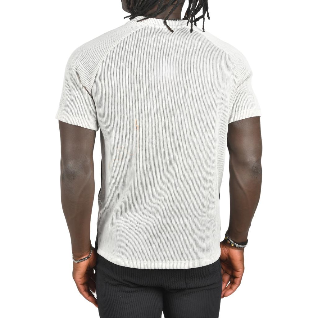 Облегающая футболка DeepSEA из лайкры в рубчик с боковыми полосками и надписью спереди 2403231