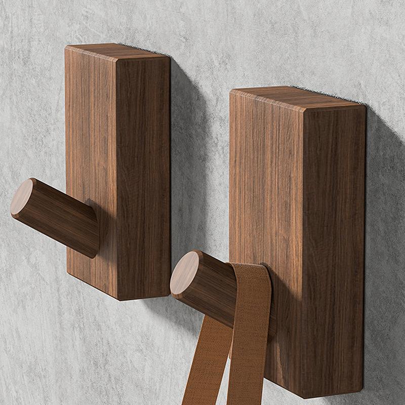 2 шт. Настенные крючки-вешалки из орехового дерева, без сверления, скандинавский крючок для пальто, держатель для полотенец, ключей, полка для хранения, украшение