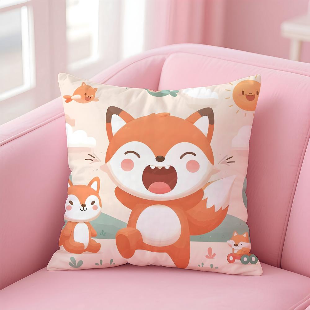 Милый животный FFlat Foxes Наволочка Наволочка Короткий Плюш Невидимая молния Комната Диван Чехол на подушку