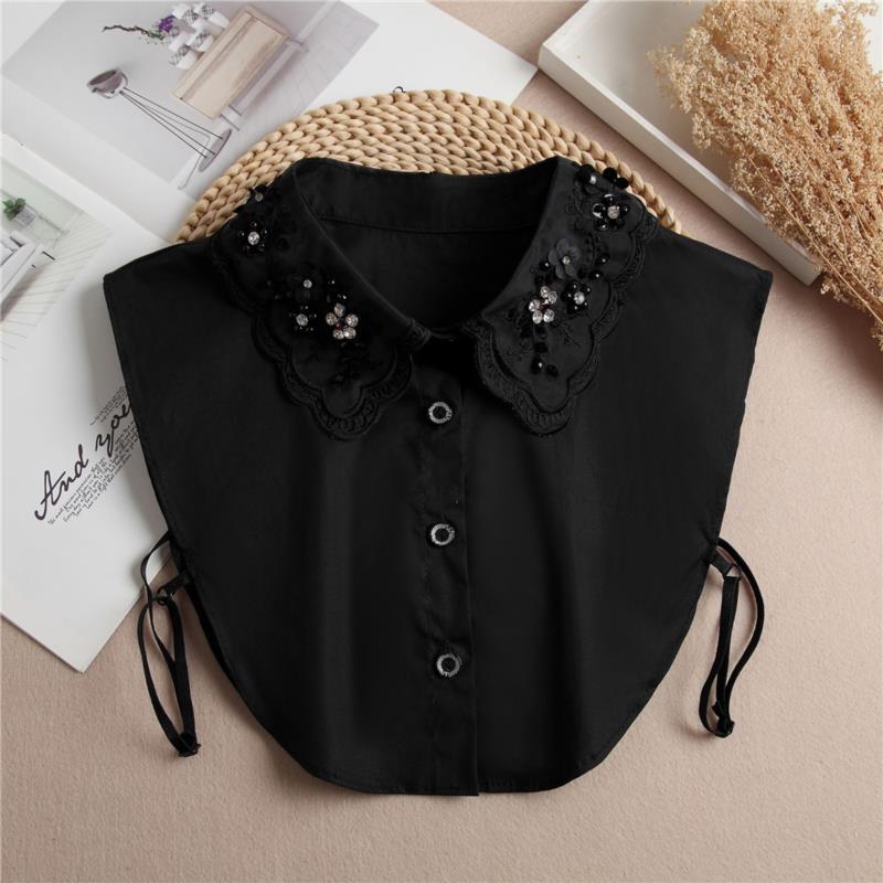 Fashion White Fake Collar Women Detachable Collars Black Woman False Collar Lace Removable Half Shirts Tie Top Collars Decor