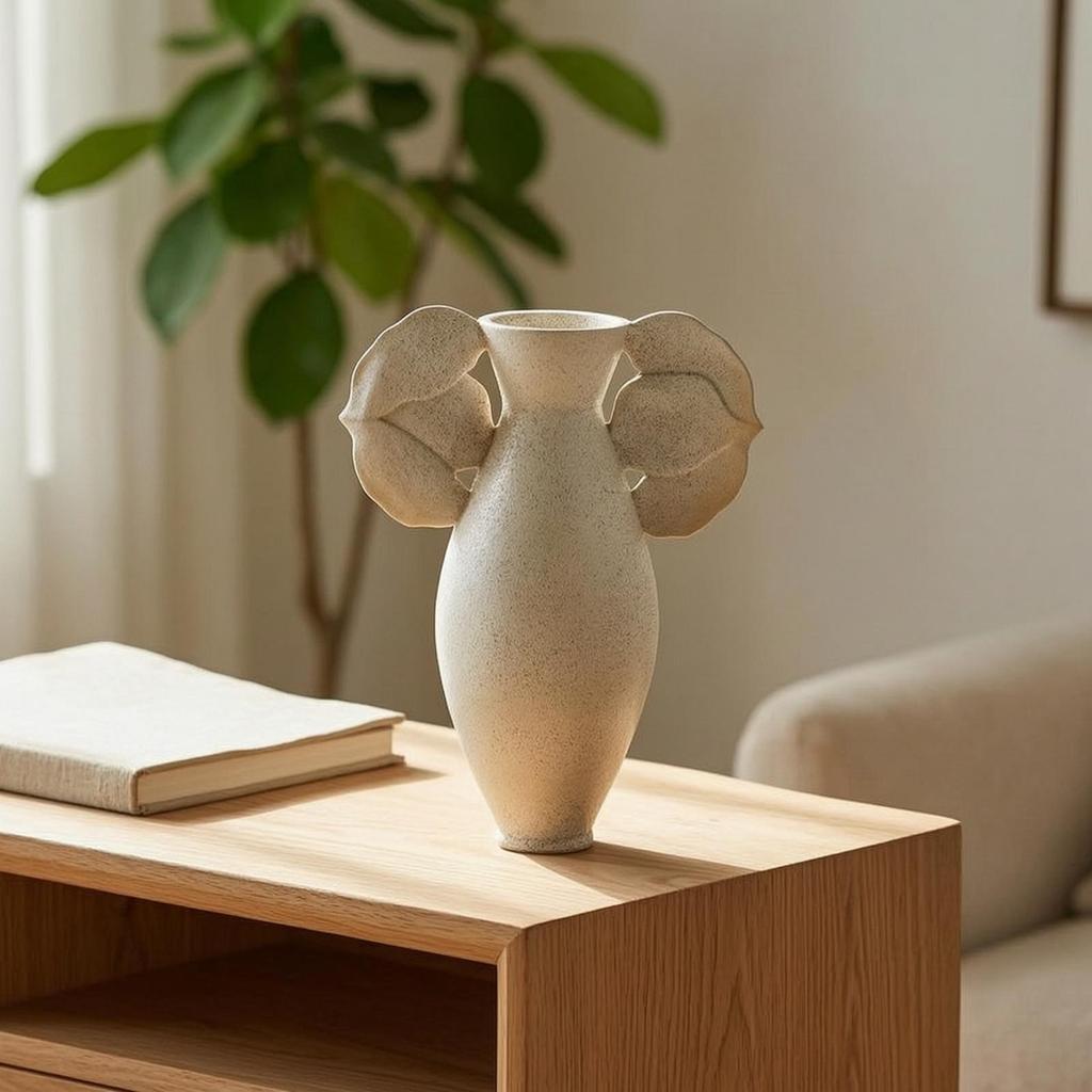 Ceramic Vase Matte Sculptural Textured for Living Room, Entryway