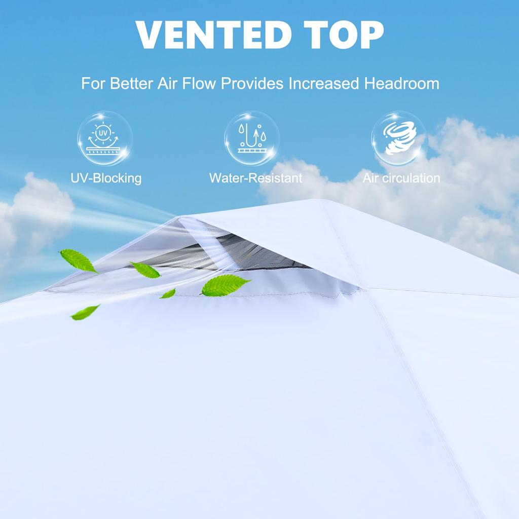 MASTERCANOPY Tarp Set of 1 Side Steel Water UV Outdoor Use Weight Bag One-Touch Tent, Sheet, 2M/2.5M/3M, 3-Level Adjustment, Frame, Wind-Resistant