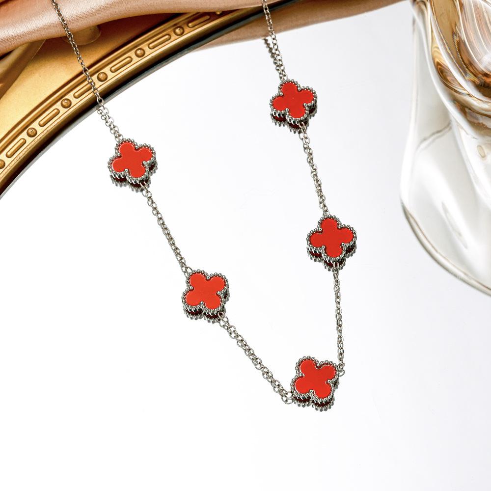 Ожерелье «Четырехлистный клевер», высококачественная двусторонняя титановая сталь, не выцветает, женский аксессуар для волос «Счастливый клевер»