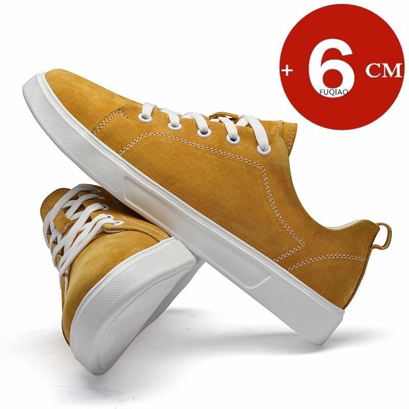 Men's Suede Casual Elevator Shoes 6cm Hidden Heel Height Increasing Sprots Breathable Comfortable Leather Lift Sneakers for Men