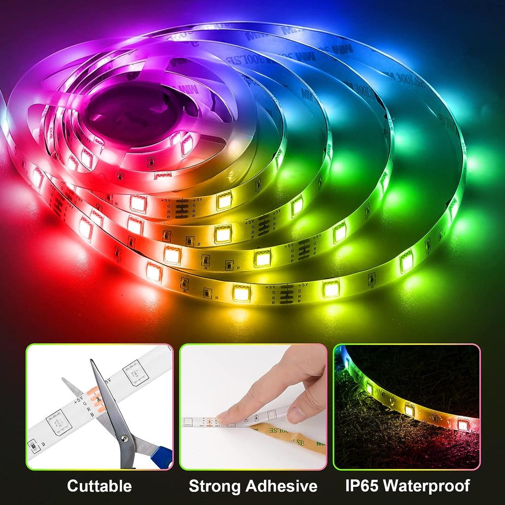 Светодиодная лента USB 5M, меняющая цвет 2835 RGB, гибкие светодиодные лампы с 24 клавишами для детской игровой комнаты, домашней вечеринки, подсветки телевизора