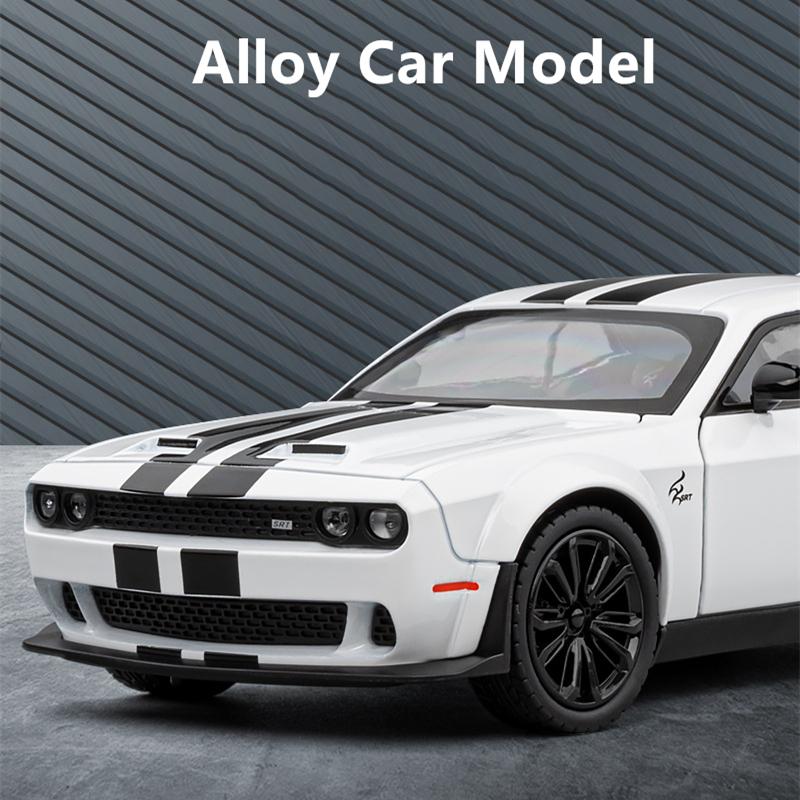1/22 Dodge Challenger SRT Hellcat Alloy Musle Car Модель литой металлической спортивной машины Модель автомобиля Звук Свет Детская игрушка в подарок