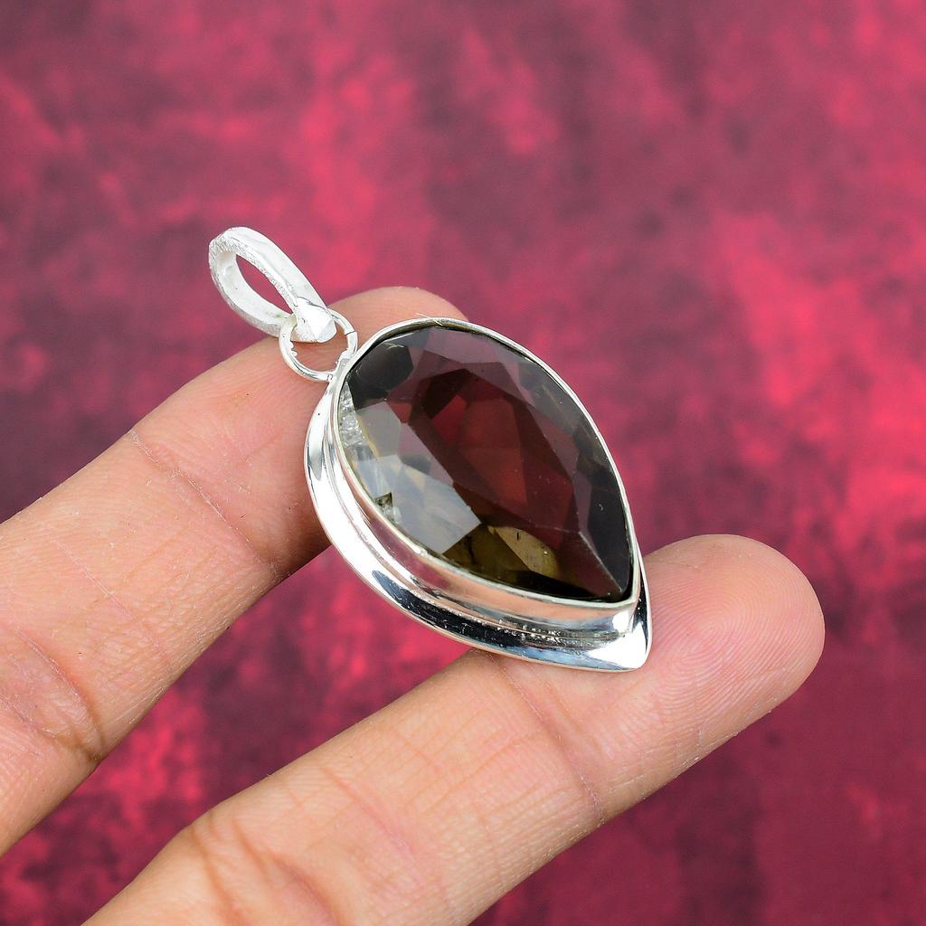 Ювелирные изделия с дымчатым топазом, кулон из драгоценного камня ручной работы, кулон из стерлингового серебра 925 пробы, антикварные ювелирные изделия, для подарка на помолвку